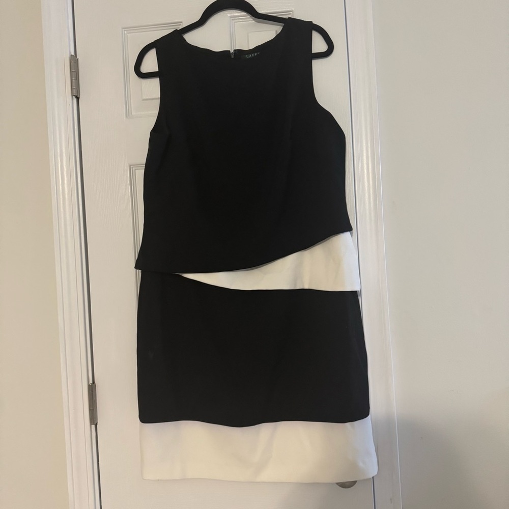 Ralph Lauren Black‎ and White Layered Sleeveless Dress